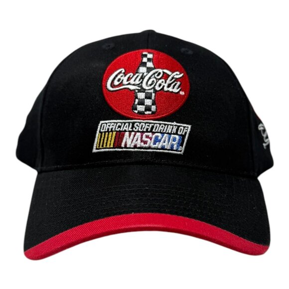 Coca-Cola NASCAR No 26 Embroidered Adj Black Ballcap Red Brim Autographed Racing - Picture 1 of 6